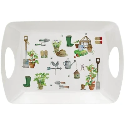 Imagen de Bandeja Grande para Servir con temática de jardín, diseño melamina, Regalo Amantes la jardinería