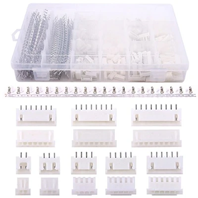 Imagen de Glarks 1180 piezas de 2,54 mm 2/3/4/5/6/7/8/9 pines adaptador carcasa macho y hembra con conector cabezal pin mm, perfectamente compatible kit JST XHP