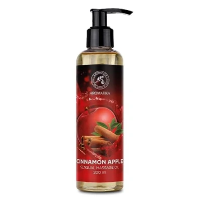 Imagen de Aceite de Masaje Sensual Manzana Canela 200ml con Aceites Naturales Almendras y Semilla Uva Macadamia Corporal para Él Ella Relajación