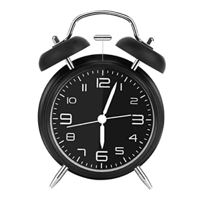 Imagen de iwobi Reloj Despertador de Doble, Retro Metal analógico con Doble Campana 4 Pulgadas Dial Grande luz Nocturna