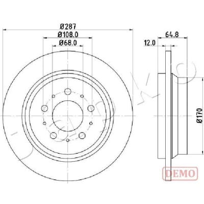 Imagen de JAPKO 610321C Disco de freno Eje trasero 288 12 5 macizo barnizado VOLVO: S60 I, XC70 I Cross Country, S80