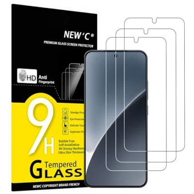 Imagen de NEW&#039;C 3 Piezas, Protector Pantalla para Xiaomi 15, Cristal templado Antiarañazos, Antihuellas, Sin Burbujas, Dureza 9H, 0.33 mm Ultra Transparente, Resistente