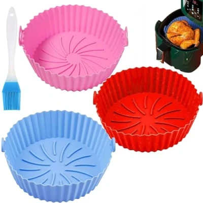Imagen de 3 Piezas Molde Silicona Freidora de Aire, Moldes Aire,Olla para Aire,Moldes Aire,Para Hornear Pasteles Microondas Etc.