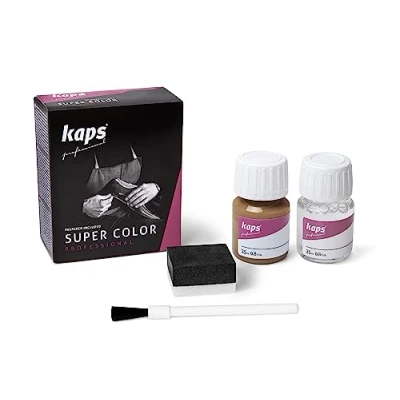 Imagen de Kaps Tinte con Imprimación para Zapatos Y Bolsos Textiles de Cuero Natural Sintético, Super Color And Preparer, 70 Colores (166 camel)