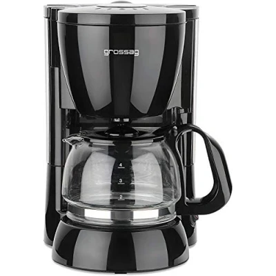 Imagen de Grossag 1306 KA 12.17 Cafetera eléctrica con jarra de cristal (4 tazas, 0,6 L, recipiente del agua extraíble, 600 W), color negro
