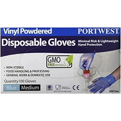 Imagen de Portwest Guante Desechable De Vinilo Con Polvo, Tamaño: L, Color: Incoloro, A900CLRL