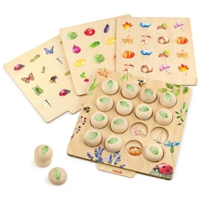 Imagen de Ulanik Hojas de juegos memoria a partir 3 años, 3, mesa madera para niños 4, 5, 6, 7, 8 educativos preescolares 16