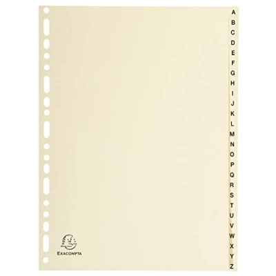 Imagen de Exacompta 1126E Separadores en cartulina FSC® 155g/m2 marfil con 26 pestañas impresas alfabéticamente de la a Z Formato archivo A4 Dimensiones 22,5 x 29,7 cm color
