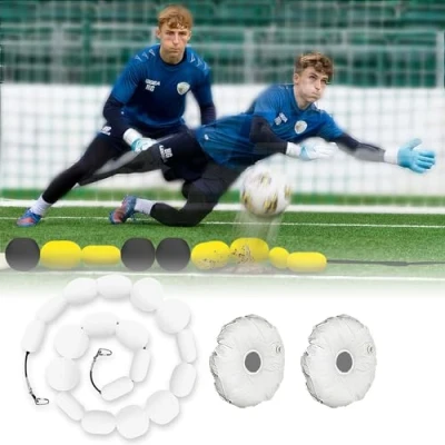 Imagen de equipo de entrenamiento portero, desviación portero 2,75 m, deflector línea única con 2 bolsas agua, fútbol Ayudas white