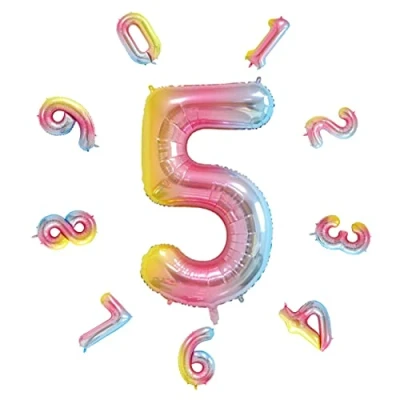 Imagen de globos de cumpleaños números 101CM, gigantes, helio para decoración niña, fiestas, Año Nuevo, aniversarios, bodas (Arco Iris #5)