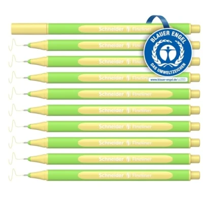 Imagen de Schneider Line Up Pastell Fineliner Rotulador de punta fina (triangular, grosor trazo 0,4 mm, carcasa plástico biológico, 10 unidades), color amarillo pastel