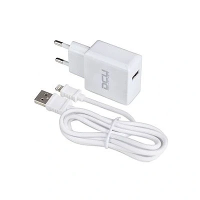 Imagen de Cargador Pared 5v 2.4a + Cable Conector Usb A Lightning Dcu Blanco Para Apple 1m