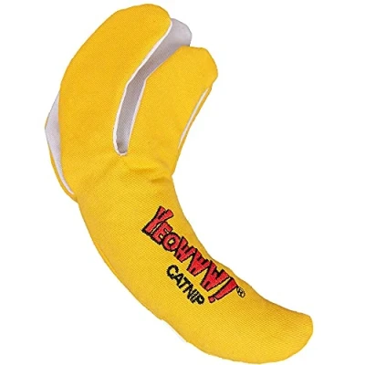 Imagen de YEOWWW! Juguete de Hierba gatera pelada plátano para Gatos, Amarillo, 6 Pulgadas