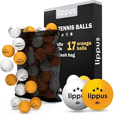 Imagen de lippus Pelotas de Tenis Mesa 3 Estrellas [35 Piezas] Set 18 Blancas y 17 Naranjas + Bolsa Almacenamiento Características Ideales Juego