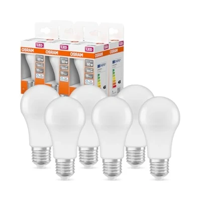 Imagen de OSRAM LED Lámpara con casquillo E27, luz diurna (6500K), forma de bombilla clásica, 8,5W, reemplazo para 60W, esmerilado, Retrofit CLASSIC A , paquete 6