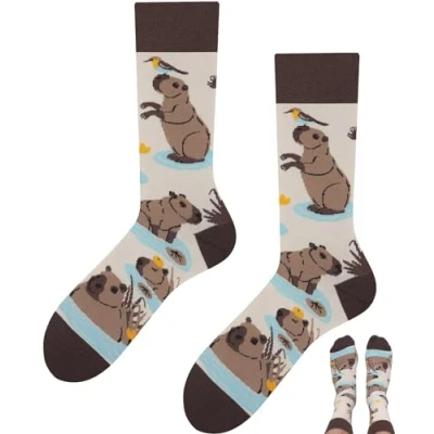 Imagen de TODO Colours Calcetines divertidos con diseño para hombre y mujer, divertidos, multicolor, Capybara, 35 38