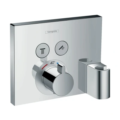 Imagen de Hansgrohe 15765000 ShowerSelect termostato con 2 llaves de paso, toma agua y soporte, cromo
