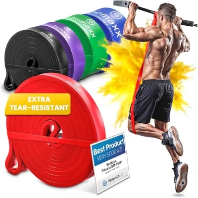 Imagen de Bandas de Resistencia Elástica + Guía Entrenamiento Pull Up Bands Yoga Pilates Calistenia Deporte Banda Tracción para Musculacion Fitness y Estiramientos Gimnasio en casa Ejercicio Gym