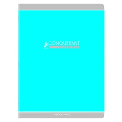 Imagen de Conquérant Cuaderno clásico de 24 x 32 cm grandes azulejos Seyès 96 páginas grapadas cubierta tarjeta reciclada azul