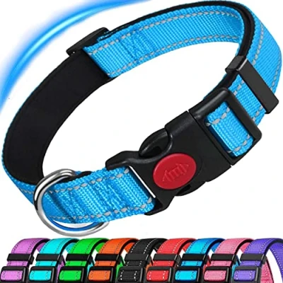 Imagen de ATETEO Dog Collar, Reflective Adjustable Basic Collar with Soft Neoprene Padding, Durable Nylon Pet Collars for Puppy Small Medium Large Dogs