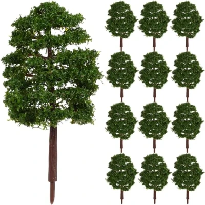 Imagen de LIOOBO Model Trees Modelo de ferrocarril, paisaje, tren, ferrocarriles, 9 cm, 20 unidades (verde oscuro)