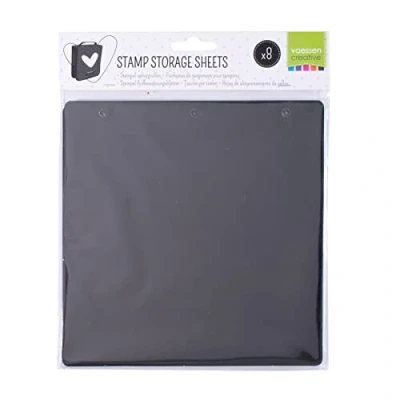 Imagen de Vaessen Creative 8 Hojas Negras de Almacenamiento Organizar y Almacenar Sellos Otros Suministros Manualidades, 20cm x