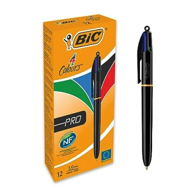 Imagen de BiC Bolígrafo de 4 colores (punta retráctil, 12 unidades)