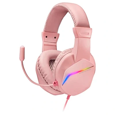 Imagen de HEADSET MARS GAMING MH122 PINK ULTRA LIGEROS 184g DRIVERS DE NEODIMO 50mm MICROFONO FLEXIBLE JACK 3.5mm SIMPLE Y DOBLE ILUMINACION FRGB