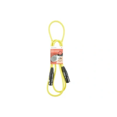 Imagen de Chord Cable de micrófono XLR macho a hembra, color amarillo, 1,5 m
