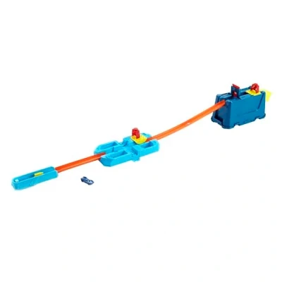 Imagen de Hot Wheels Caja de acrobacias y choques, set juego para construir pistas coches juguete, incluye 1 coche die cast (Mattel GVG09)