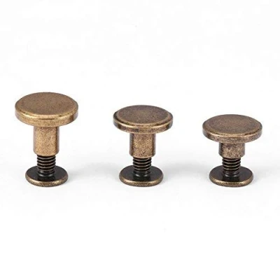 Imagen de HEEPDD 20 Unids Remaches de Artesanía en Cuero, Latón Durable Roscado Tornillos Cabeza Plana Remache Uñas Leathercraft Reparación Suministros Bricolaje para Correa Cinturón(8mm)