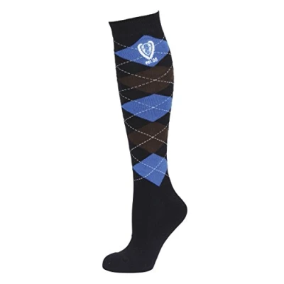 Imagen de Covalliero Brescia Medias de equitación para Mujer, Color Azul Oscuro, a Cuadros, Talla 40 42