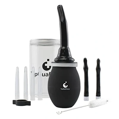 Imagen de TopQuaFocus Bombilla para enema de 14.5 oz, ducha anal extragrande hombre, mujer, limpieza colon, sin BPA ni ftalatos, color negro