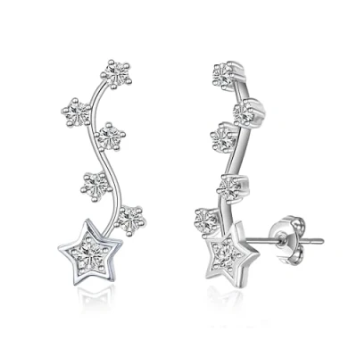 Imagen de Aretes trepadores de estrellas enchapados en plata creados con cristales Zircondia®
