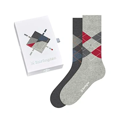 Imagen de Burlington Basic Gift Box M SO algodón estampado 2 pares, Calcetines Hombre, Multicolor (Sortiment 0070), 40 46