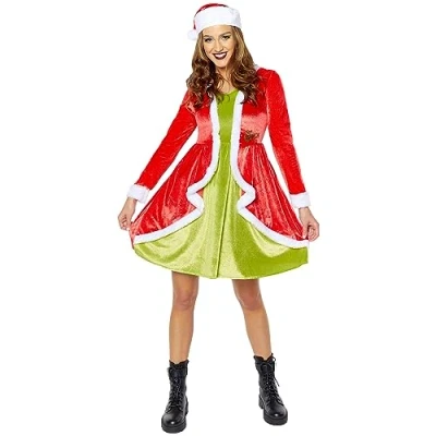 Imagen de amscan 9918322 Disfraz de Navidad oficial del Grinch para mujer, talla 10 12