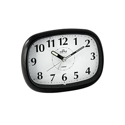 Imagen de MPM Reloj Despertador analógico, fácil de Usar, sin Tic TAC, función repetición y luz, Despertador, para casa, Dormitorio, Oficina