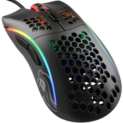 Imagen de Glorious gaming Model D Ratón con cable 68 g superligero, diseño colmena, RGB, ergonómico, sensor Pixart 3360, switches de Omron, deslizadores PTFE, 6 botones Negro mate