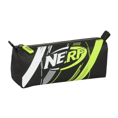 Imagen de Safta NERF Get Ready Portatodo con Cremallera y Compartimiento, Estuche Infantil, Niño, Ideal para Niños en Edad Escolar, Cómodo Versátil, Calidad Resistencia, 21x7x8 cm, Color Negro