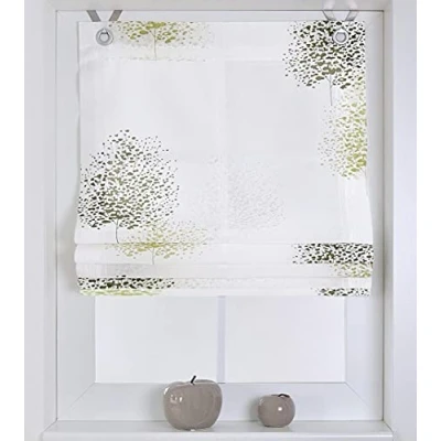 Imagen de Kutti Bellinda Estor con ojales 45 x 140 cm de alto, color blanco y verde
