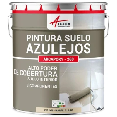 Imagen de ARCANE INDUSTRIES Pintura para Suelo de Baldosas Resina epoxi Arcapoxy 1 kg (hasta 5 m² en 2 capas) RAL 1015 Marfil Claro