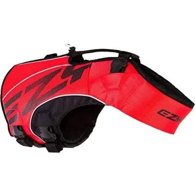 Imagen de EZYDOG DFD X2 Chaleco Salvavidas para Perro, Ajustable, con flotación Continua en el Cuello, Ribete Reflectante y asa de Agarre (XL, Rojo)