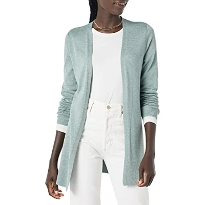 Imagen de Amazon Essentials Jersey Cárdigan Ligero de Abertura Fronta (Disponible en Tallas Grandes) Mujer, Verde Salvia Mezcla, M