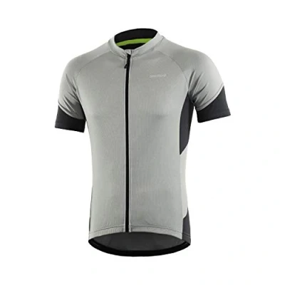 Imagen de BERGRISAR Maillot básico de ciclismo para hombre, manga corta, bicicleta montaña, con bolsillos cremallera, Gris, X Large