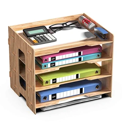 Imagen de JOPOO Organizador de Escritorio A4 Tablero Fibra Densidad Media con Bandeja para Documentos 4 Niveles