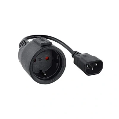 Imagen de NANOCABLE 10.22.0902 Cable Adaptador de Corriente para SAIS Conector C14 Macho a CEE7 Hembra, 50 cm, Negro