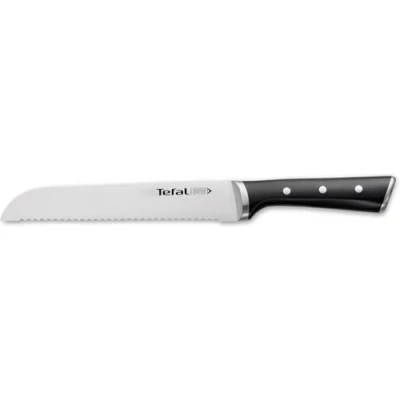 Imagen de Tefal Ingenio Ice cuchillo para pan, acero cepillado, de una sola pieza, mango remachado, negro, 20 cm