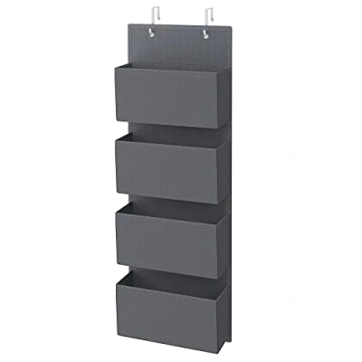 Imagen de SONGMICS Organizadores Colgantes de Puerta con 4 Bolsillos, Juego 2, Bolsas y Pared, para Dormitorio, Sala Estar, Oficina, 12 x 33,5 100 cm, Gris Pizarra RDH004G02