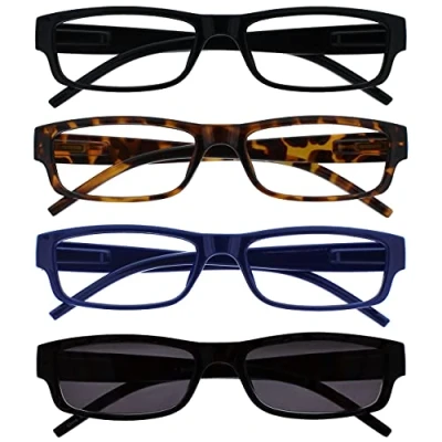 Imagen de The Reading Glasses Company La Compañía Gafas De Lectura Negro Marrón Azul Lectores Con UV400 Sol Valor Pack 4 Hombres Mujeres RRRS32 1231 +1,00