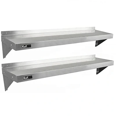 Imagen de KuKoo 2 Estantes de Pared 140cm x 30cm Acero Inoxidable para Café, Bar y Restaurante Estante Cocina Organizador Metalico Kitchen Wall Shelves con Paños Microfibra Gratis